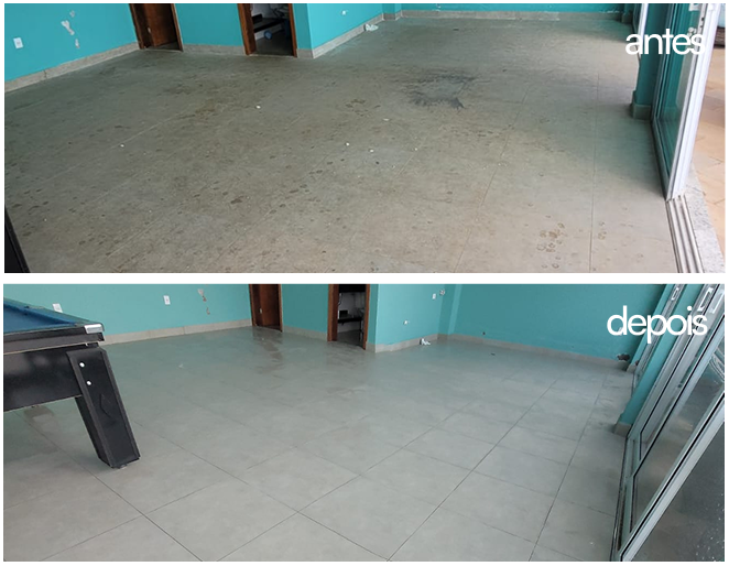 foto de um Antes e depois de um piso limpo pela NewBrix